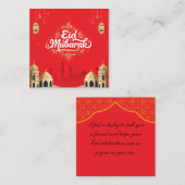 Carte De Correspondance Joli Eid Mubarak Rouge (Devant / Derrière)
