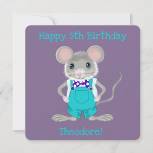 Carte De Correspondance Joli et élégant petit souris anniversaire personna