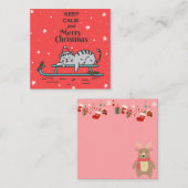 Carte De Correspondance Joli félin pour Noël (Devant / Derrière)