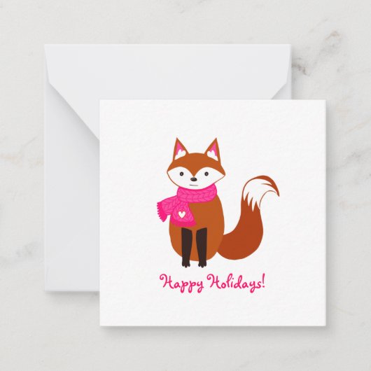 Carte De Correspondance Joli Fox rose Écharpe Coeur Mini Noël (Devant)