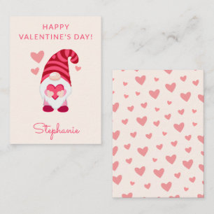 Carte De Correspondance Joli gnome tenant un cœur pour la Saint-Valentin e
