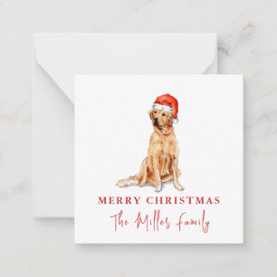 Carte De Correspondance Joli Golden Retriever Noël aquarelle