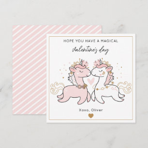 Carte De Correspondance Joli Licorne Magique Rose Enfants Saint Valentin 