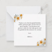 Carte De Correspondance Joli Merci Daffodique (Dos)