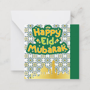 Carte De Correspondance Joli message d'Eid Mubarak vert