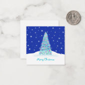 Carte De Correspondance Joli mini sapin de Noël bleu (Devant/Arrière en situation)