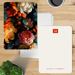 Carte De Correspondance Joli Moderne Fleurs Colorées Monogramme & Nom