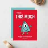 Carte De Correspondance Joli monstre Joyeuse Saint-Valentin en classe (Devant/Arrière en situation)