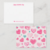 Carte De Correspondance Joli motif de cœur Scratch rose pour la Saint-Vale (Devant / Derrière)