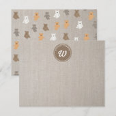 Carte De Correspondance Joli motif d'ours avec monogramme initial (Devant / Derrière)