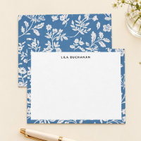 Joli motif floral blanc et bleu correspondance
