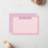 Carte De Correspondance Joli Nom de Fille Rose Violet à Points (Devant/Arrière en situation)