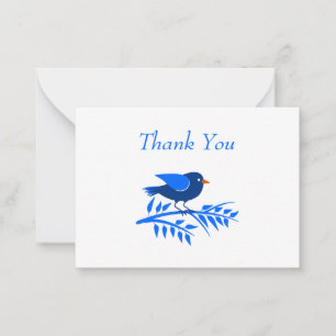 Carte De Correspondance Joli Oiseau Bleu Nature Simple Merci Personnalisé