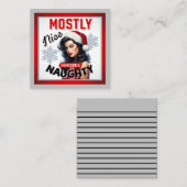 Carte De Correspondance Joli parfois aguichant pin-up rétro de Noël (Devant / Derrière)