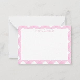 Carte De Correspondance Joli Pastel Moderne Rose En vichy Plaid Check