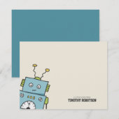 Carte De Correspondance Joli robot bleu dessiné à la main (Devant / Derrière)