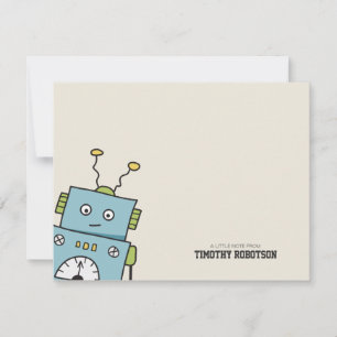 Carte De Correspondance Joli Robot Dessiné à la Main Bleu