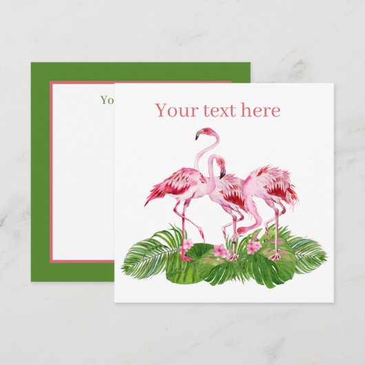 Carte De Correspondance joli rose flamingo ajouter du texte (Devant / Derrière)