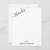 Carte De Correspondance Joli Script Black Gris Moderne Esthétique Merci De (Devant / Derrière)