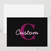 Carte De Correspondance Joli script de monogramme personnalisable rose et (Devant / Derrière)