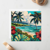 Carte De Correspondance Joli thème Hawaiian Island | Aloha (Devant/Arrière en situation)