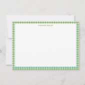 Carte De Correspondance Joli Vert Olive Sarcelle Gingham Carreaux Personna (Devant)
