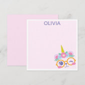 Carte De Correspondance Joli visage d'ours licorne kawaii avec couronne de (Devant / Derrière)
