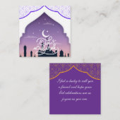 Carte De Correspondance Joli voeu d'Eid Mubarak Violet (Devant / Derrière)