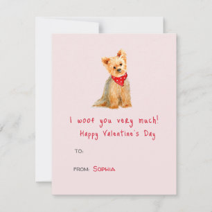 Carte De Correspondance Joli Yorkie aquarelle pour la Saint-Valentin 