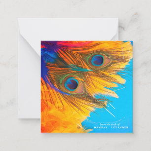 Carte De Correspondance Jolie Aqua Blue Elegant Peacock Feather
