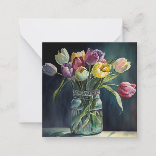 Carte De Correspondance Jolie aquarelle tulipes (Devant)
