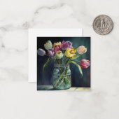 Carte De Correspondance Jolie aquarelle tulipes (Devant/Arrière en situation)