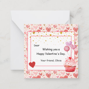Carte De Correspondance Jolie Cupcake Saint-Valentin pour les enfants
