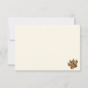 Carte De Correspondance Jolie empreinte de patte de tigre sur fond crème b