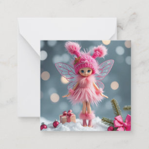 Carte De Correspondance Jolie fée de Noël rose