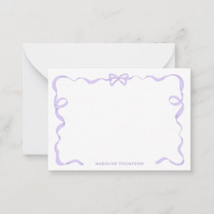 Carte De Correspondance Jolie fille violet violet lavande Bow cadre de rub
