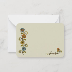 Carte De Correspondance Jolie fleurs tourbillonnant style médiéval feuille