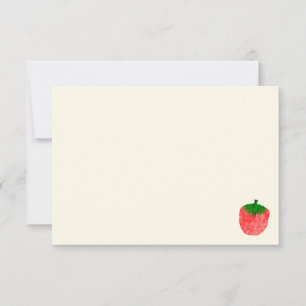 Carte De Correspondance Jolie fraise à l'aquarelle sur fond crème blanc ca