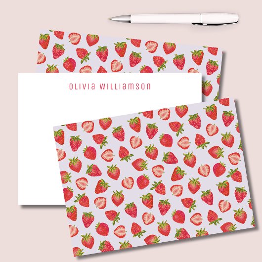 Carte De Correspondance Jolie fraise rose