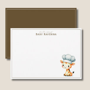 Carte De Correspondance Jolie girafe pastel chef garçon nurserie merci