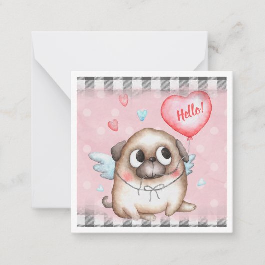 Carte De Correspondance Jolie Pug Saint-Valentin (Devant)