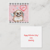 Carte De Correspondance Jolie Pug Saint-Valentin (Devant / Derrière)