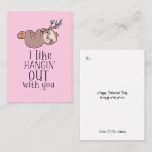Carte De Correspondance Jolie Sloth Hanging Out Funny Kids Saint-Valentin