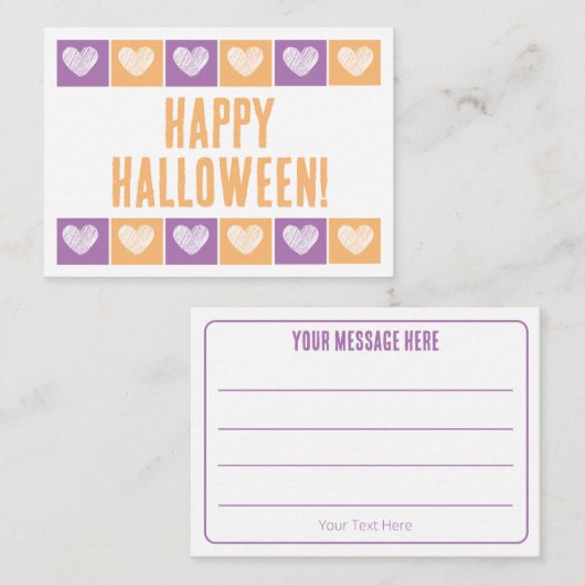 Carte De Correspondance Jolie typographie Bonne Halloween Lignée Mini (Devant / Derrière)