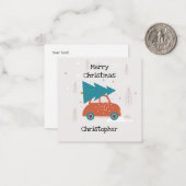 Carte De Correspondance Jolie voiture rouge Monogramme pastel rouge et ble (Devant/Arrière en situation)