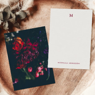 Carte De Correspondance Jolies Fleurs Colorées Modernes Monogramme & Nom
