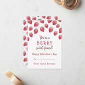 Carte De Correspondance Jolies Fraises Rouges Saint-Valentin (Devant/Arrière en situation)