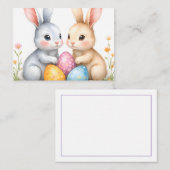 Carte De Correspondance Jolis lapins de Pâques à l'aquarelle Joyeuses Pâqu (Devant / Derrière)