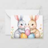 Carte De Correspondance Jolis lapins de Pâques à l'aquarelle Joyeuses Pâqu (Devant)