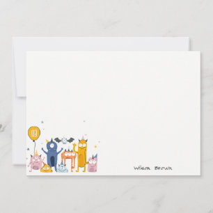 Carte De Correspondance Jolis Monstres de Fête Jaunes Colorés Anniversaire